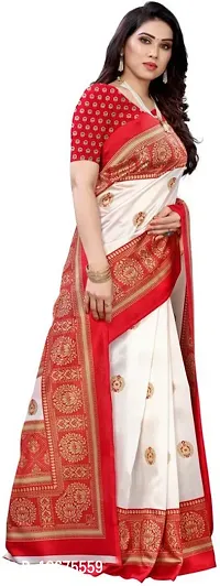 Women Stylish Art Silk Printed Saree with Blouse piece-thumb3