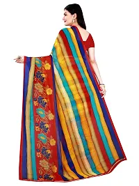 SAADHVI Women's Multi and Red Georgette Striped Printed Saree With Unstitched Blouse(FL-Georgette81) | Free Size-thumb2