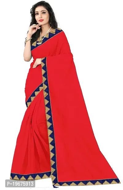 Women Stylish Art Silk Solid Saree with Blouse piece