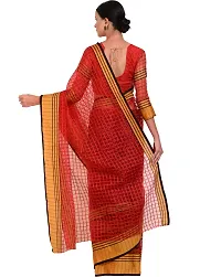 Women Stylish Cotton Silk Checked Saree with Blouse piece-thumb1