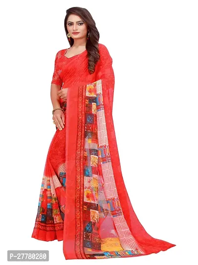 Stylish Georgette Multicoloured Printed Saree With Blouse Piece For Women-thumb2