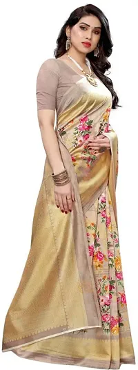 Women Stylish Art Silk Solid Saree with Blouse piece-thumb2