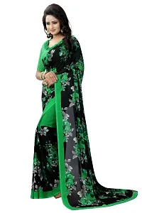 Stylish Georgette Green Printed Saree With Blouse Piece For Women-thumb2