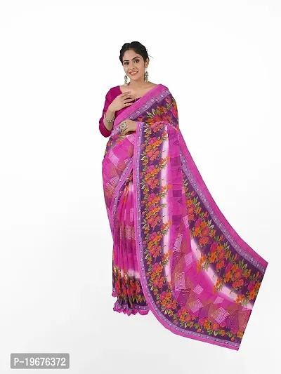 Women Stylish Georgette Printed Saree with Blouse piece