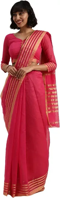 Women Stylish Silk Blend Checked Saree with Blouse piece-thumb2