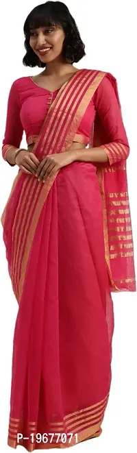 Women Stylish Silk Blend Checked Saree with Blouse piece-thumb3