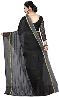 Women Stylish Cotton Silk Striped Saree with Blouse piece-thumb1