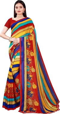 Women Stylish Georgette Striped Saree with Blouse piece-thumb4