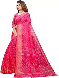 Stylish Pink Cotton Silk Saree With Blouse Piece For Women-thumb1