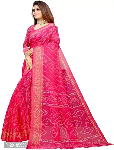 Stylish Pink Cotton Silk Saree With Blouse Piece For Women-thumb2