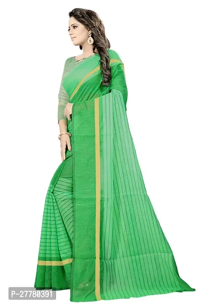 Stylish Cotton Silk Green Printed Saree With Blouse Piece For Women-thumb2