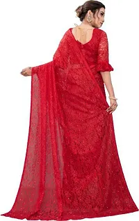 Women Stylish Net Self Pattern Saree with Blouse piece-thumb3