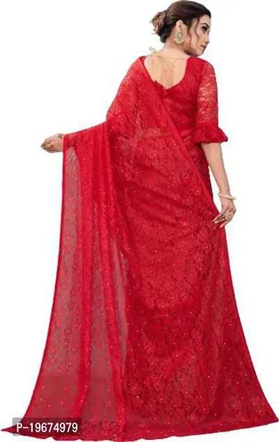 Women Stylish Net Self Pattern Saree with Blouse piece-thumb4