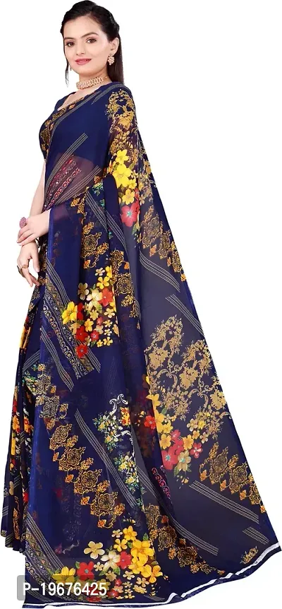 Women Stylish Georgette Printed Saree with Blouse piece-thumb3