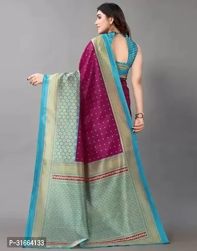 Elegant Purple Cotton Silk Saree without Blouse piece For Women-thumb3