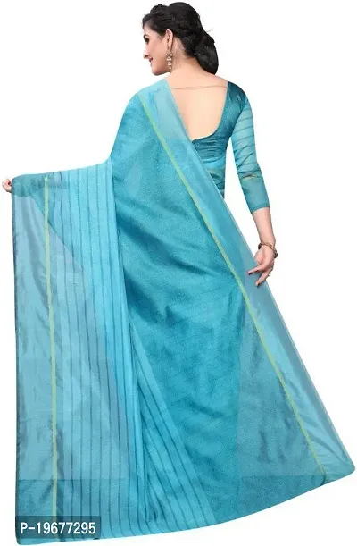 Women Stylish Cotton Silk Striped Saree with Blouse piece-thumb2