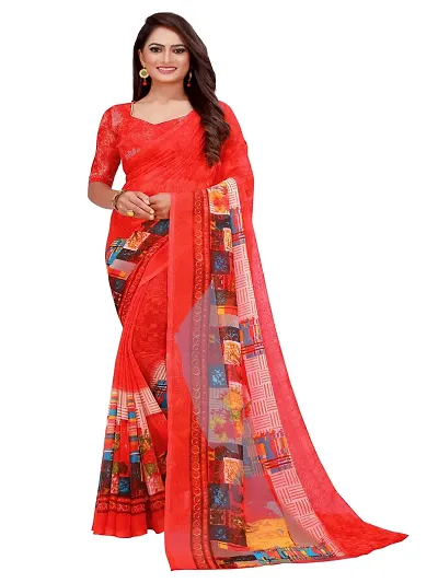 Dailywear Georgette Printed Sarees With Blouse Piece