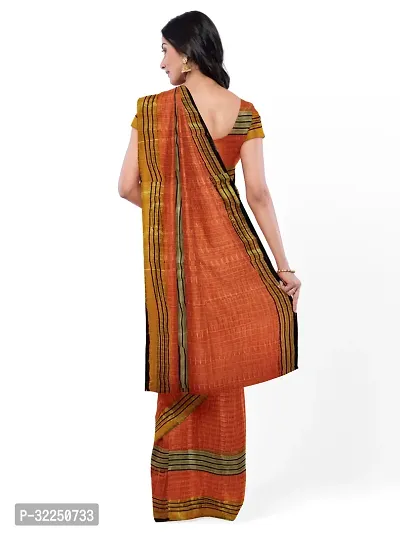 Stylish Orange Cotton Silk Solid Saree with Blouse piece For Women-thumb4