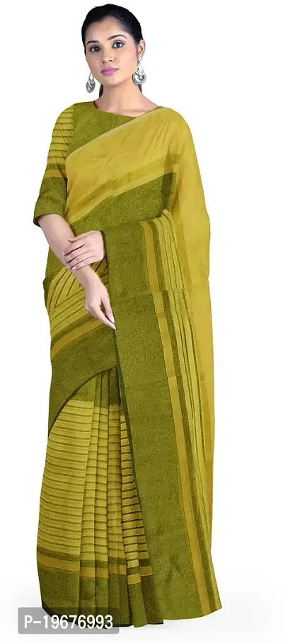 Women Stylish Cotton Silk Striped Saree with Blouse piece