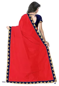 Women Stylish Art Silk Solid Saree with Blouse piece-thumb2