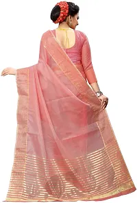 Women Stylish Cotton Silk Striped Saree with Blouse piece-thumb2