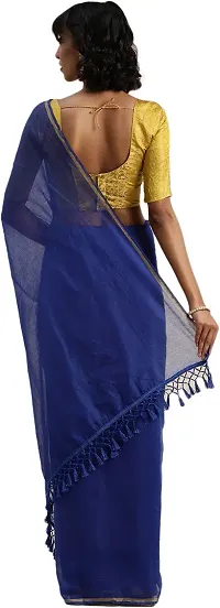 Women Stylish Cotton Silk Solid Saree with Blouse piece-thumb1