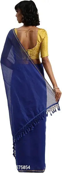 Women Stylish Cotton Silk Solid Saree with Blouse piece-thumb2