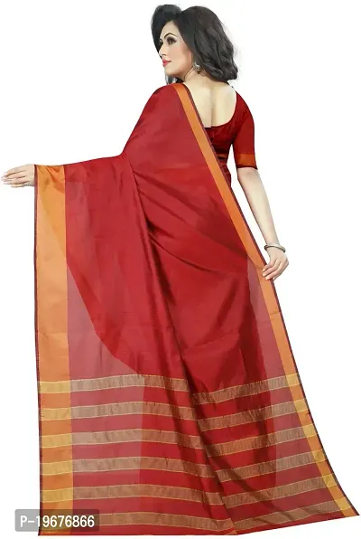 Women Stylish Cotton Silk Solid Saree with Blouse piece-thumb3