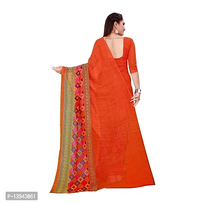 SAADHVI Women's Orange Georgette Geometric Print Printed Saree With Unstithed Blouse(FL-Georgette24, Free Size) | Free Size-thumb4