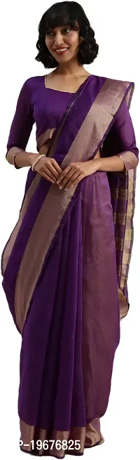 Women Stylish Art Silk Solid Saree with Blouse piece-thumb3