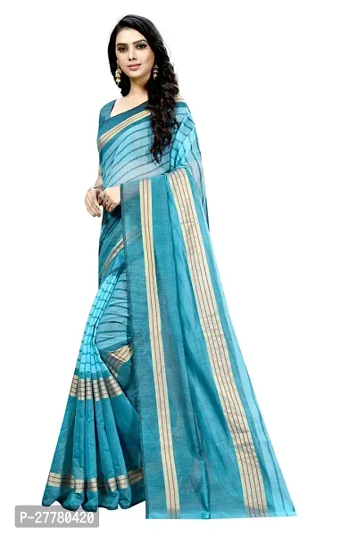 Stylish Cotton Silk Green Printed Saree With Blouse Piece For Women-thumb3