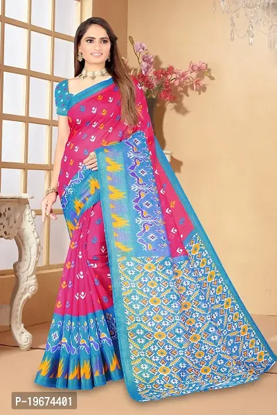 Women Stylish Art Silk Printed Saree with Blouse piece