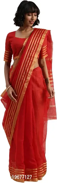 Women Stylish Silk Blend Checked Saree with Blouse piece-thumb3