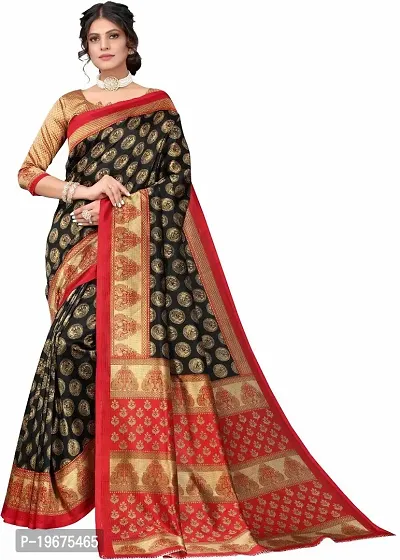 Women Stylish Art Silk Printed Saree with Blouse piece-thumb0