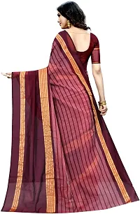 Women Stylish Cotton Silk Striped Saree with Blouse piece-thumb1