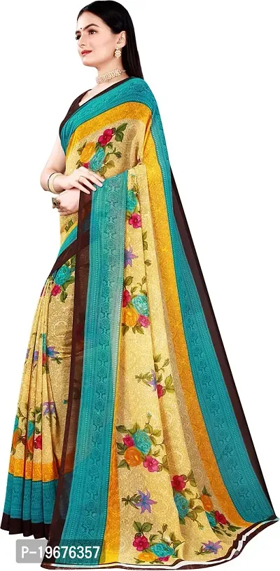 Women Stylish Georgette Printed Saree with Blouse piece-thumb2