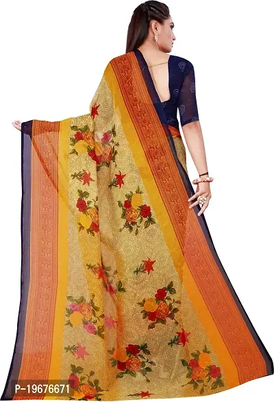 Women Stylish Art Silk Printed Saree with Blouse piece-thumb2