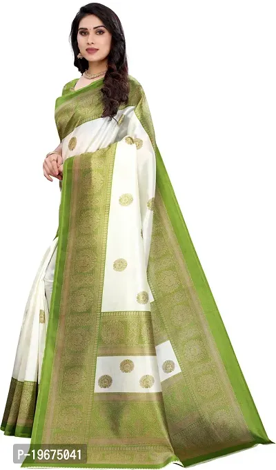 Women Stylish Art Silk Solid Saree with Blouse piece-thumb2