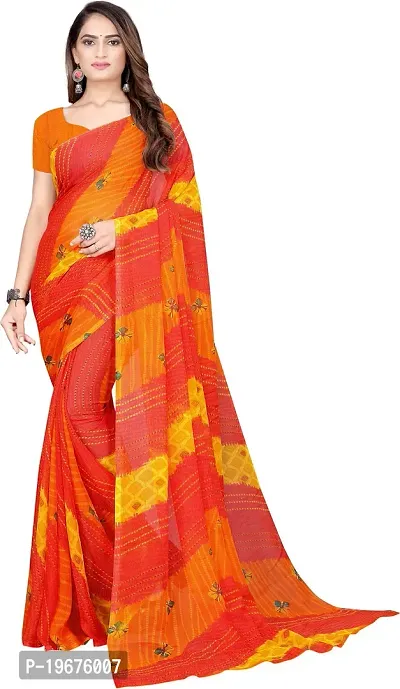 Women Stylish Georgette Printed Saree with Blouse piece