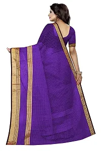 Stylish Cotton Silk Violet Printed Saree With Blouse Piece For Women-thumb3