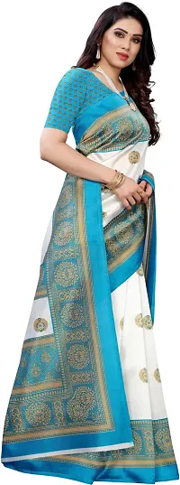 Women Stylish Art Silk Solid Saree with Blouse piece-thumb2