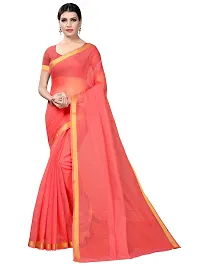 Stylish Cotton Blend Saree With Blouse Piece For Women Pack Of 2-thumb1