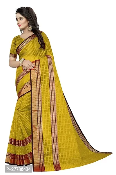 Stylish Cotton Silk Yellow Printed Saree With Blouse Piece For Women-thumb2