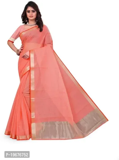 Women Stylish Cotton Silk Solid Saree with Blouse piece-thumb0