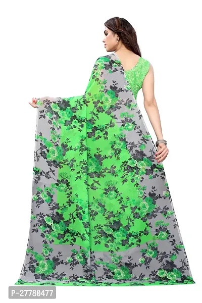 Stylish Green Georgette Saree with Blouse piece For Women-thumb4