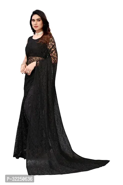 Stylish Black Cotton Silk Solid Saree with Blouse piece For Women-thumb2