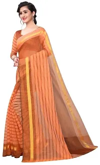 Women Stylish Cotton Silk Striped Saree with Blouse piece-thumb3