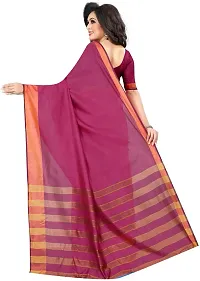 Women Stylish Cotton Silk Solid Saree with Blouse piece-thumb1