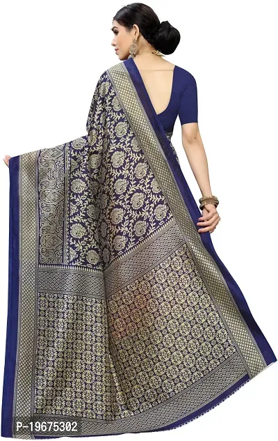 Women Stylish Art Silk Printed Saree with Blouse piece-thumb4