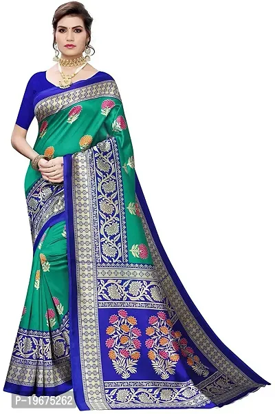 Women Stylish Art Silk Printed Saree with Blouse piece-thumb0